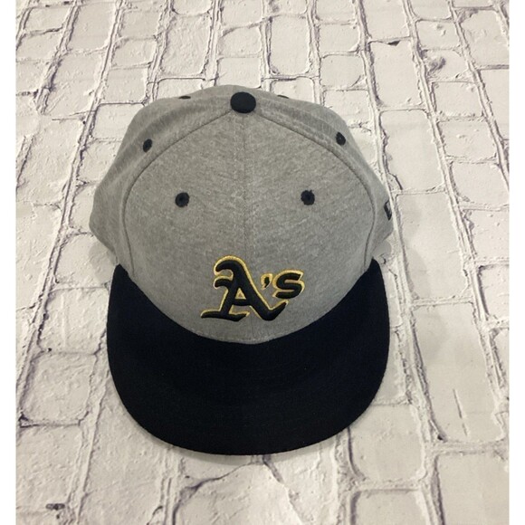 New Era Cap Hat Unisex Size 7 1/4" Color Black Gray Oakland Athletics Fitted Cap - Picture 3 of 12
